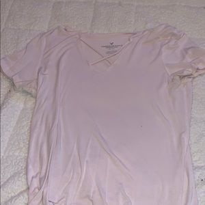 Cross v neck, Light pink t shirt